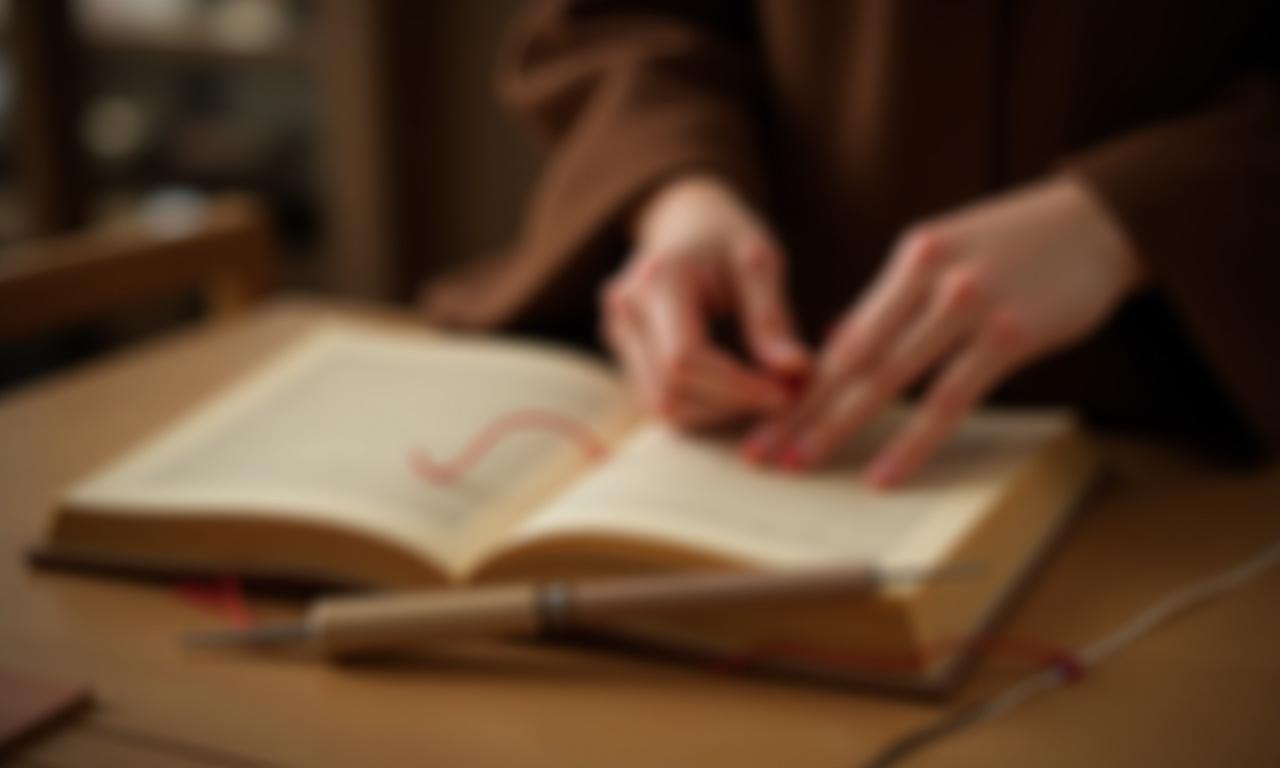 伝統的な道具で本を綴じる手元