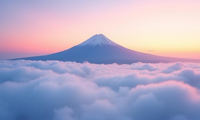 富士山と雲海 版画